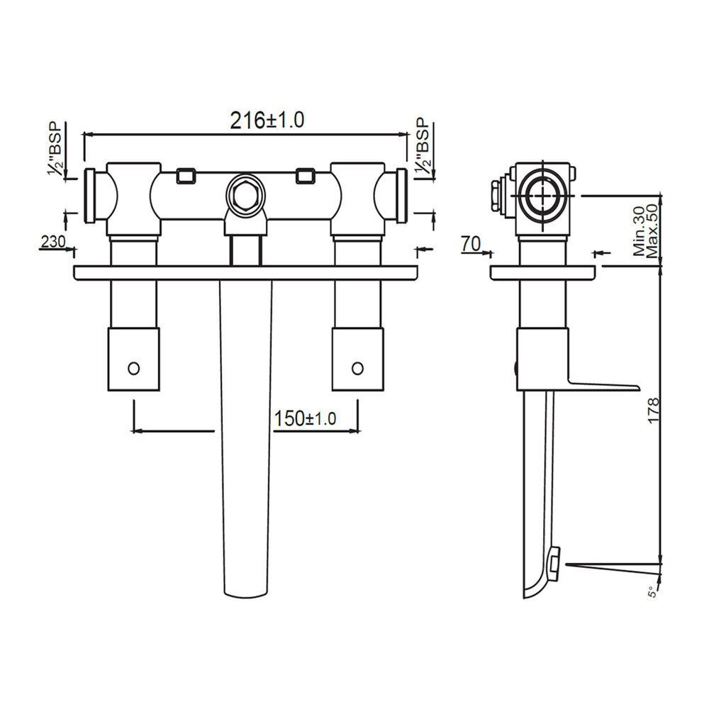 Jaquar, Смеситель для раковины Kubix Prime, 2-рычаж., Хром KUP-CHR-35433PM