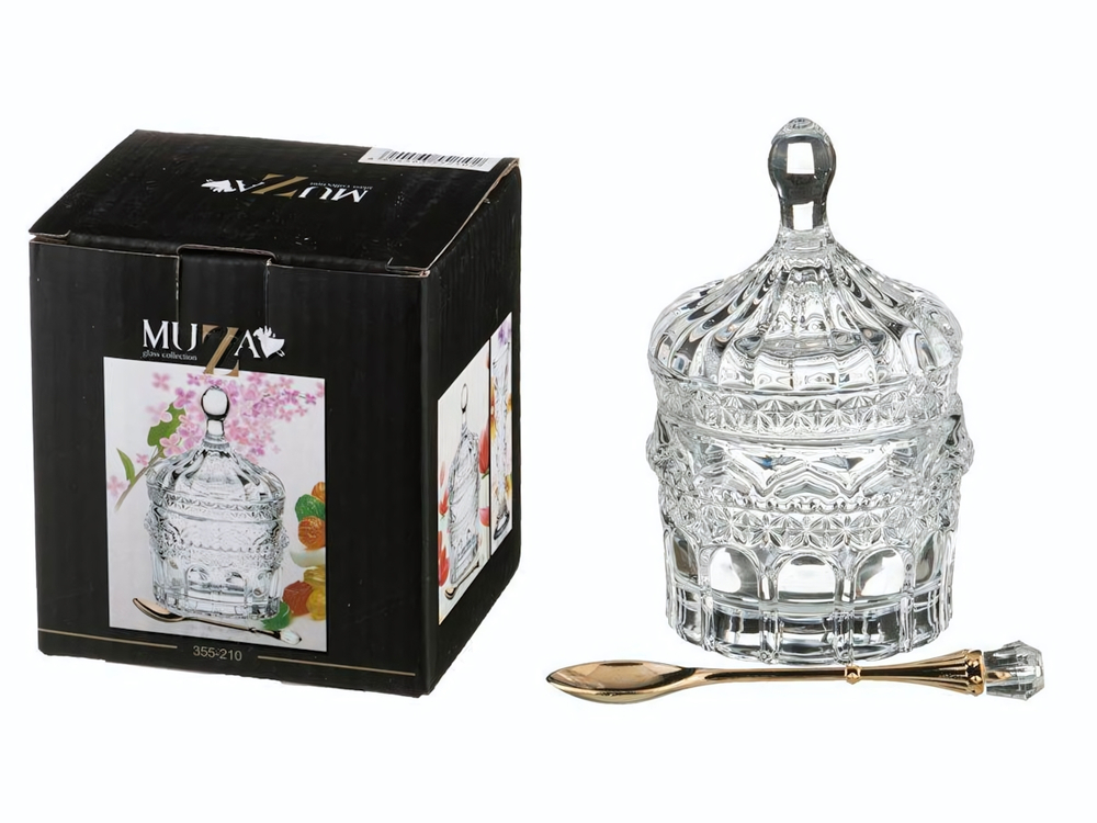 Икорница с ложкой 125мл 7,5*7,5*12см коллекция "Muza"