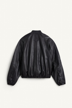 ZARA КОЖАНЫЙ БОМБЕР, ТЕМНО-СЛИВОВЫЙ