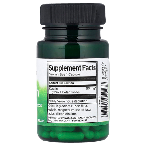 Swanson, Кератин, 50 мг, 60 капсул