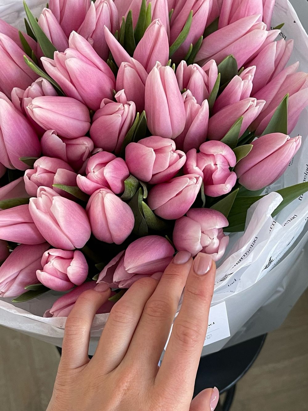 Букет из 51 нежно-розового тюльпана - нет в наличии