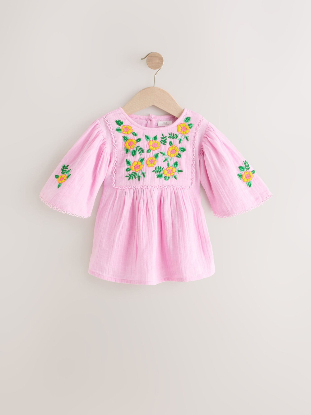 Блуза с вышивкой для девочки Next AC6-255, Розовый