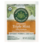 Traditional Medicinals, Organic Herbal Tea, ежедневный пробиотик с тройной мятой, без кофеина, перечная мята, мята колосистая и лимонная мелисса, 16 чайных пакетиков в упаковке, 24 г (0,85 унции)