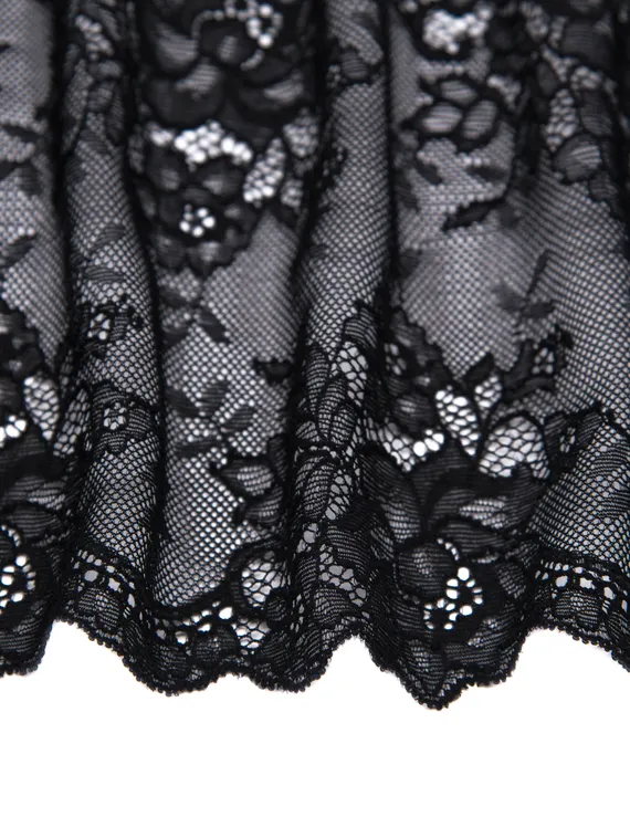 0398 ОПТ Кружево эластичное 17 см, классика, Италия, черный
