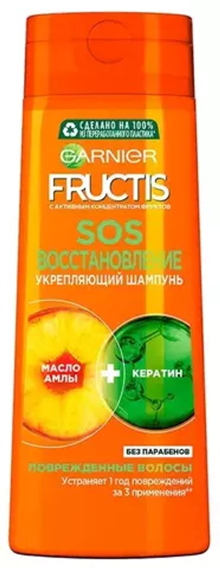 GARNIER укрепляющий шампунь для волос Fructis SOS Восстановление, 250 мл