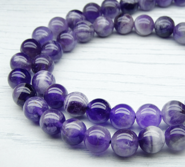 ПК095НН8 Бусины из природного камня Аметист шевронный, размер: 8 мм, 5 шт.