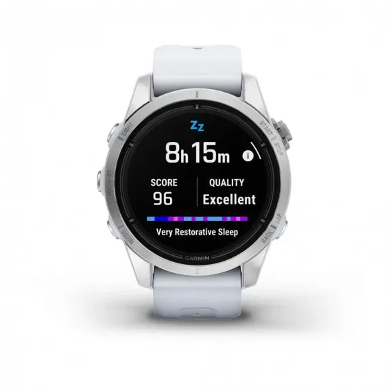 Garmin epix Pro (Gen 2) Standard Edition 42 мм, серебристый корпус, белый ремешок