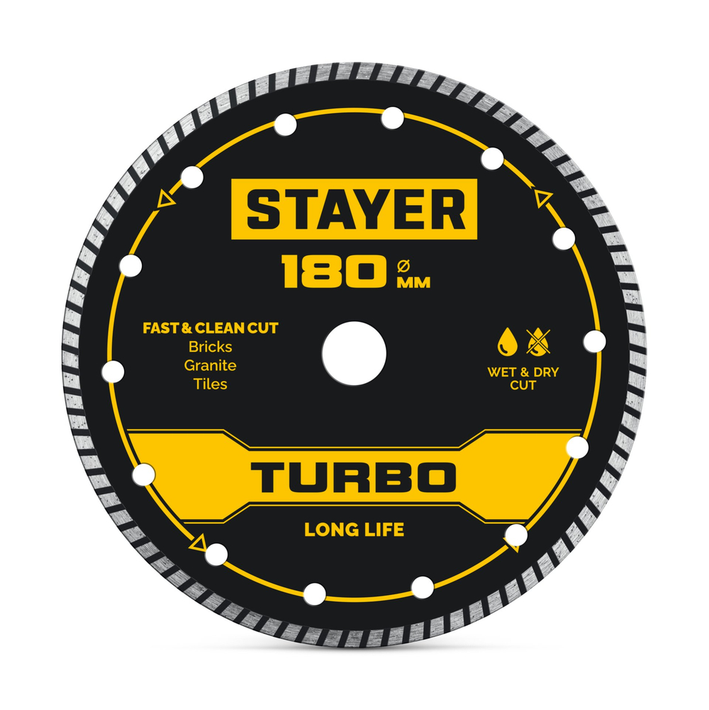 STAYER TURBO 180 мм (22.2 х 7 х 2.6 мм), сегментированный алмазный диск (3662-180)
