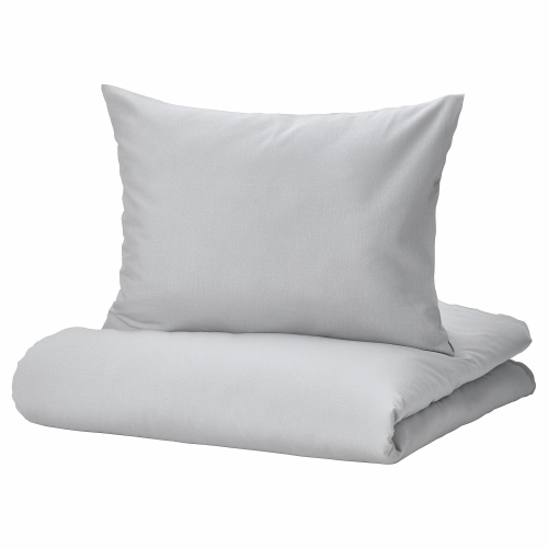 Комплект постельного белья IKEA NATTSVARMARE (НАТТСВАРМАРЕ), Односпальный, Серый, 150x200, 50x80 см