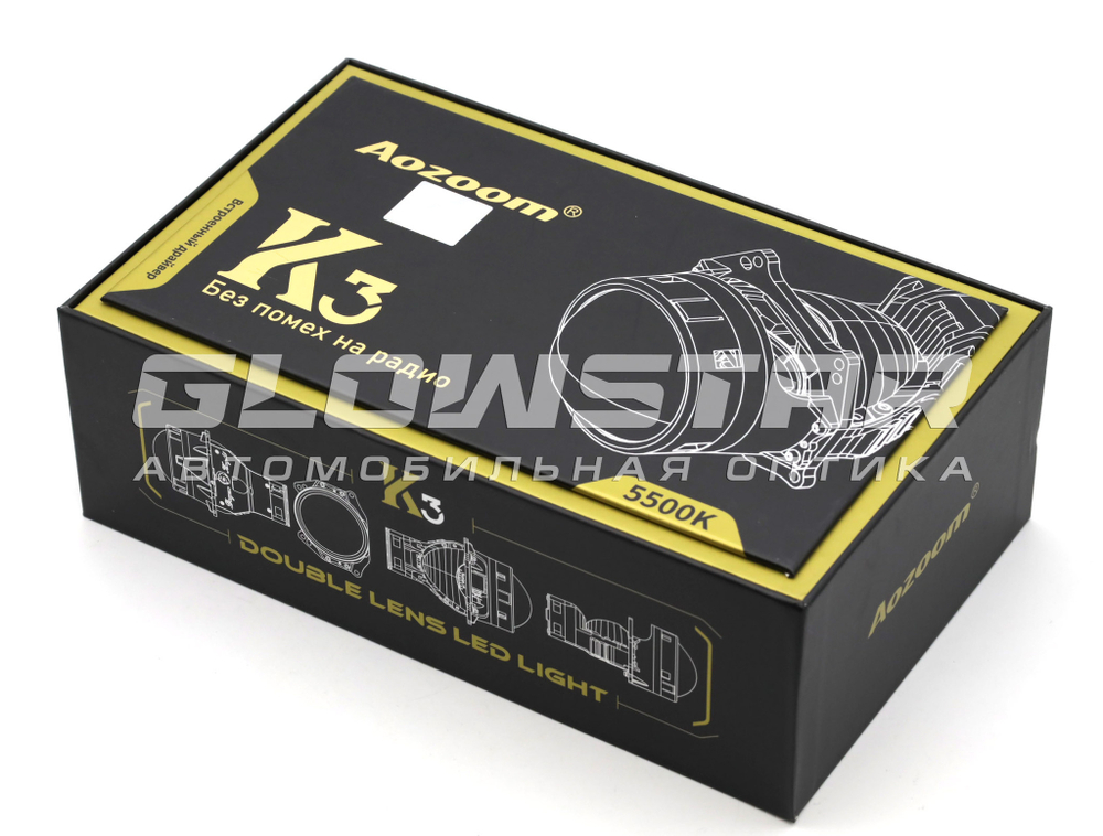 Билед модули Aozoom K3 Dragon Knight New DK200 (III поколение) 3.0 дюйма, 2 чипа, 5500K, 12V, 50W/60W, крепление 3R (комплект, 2шт)