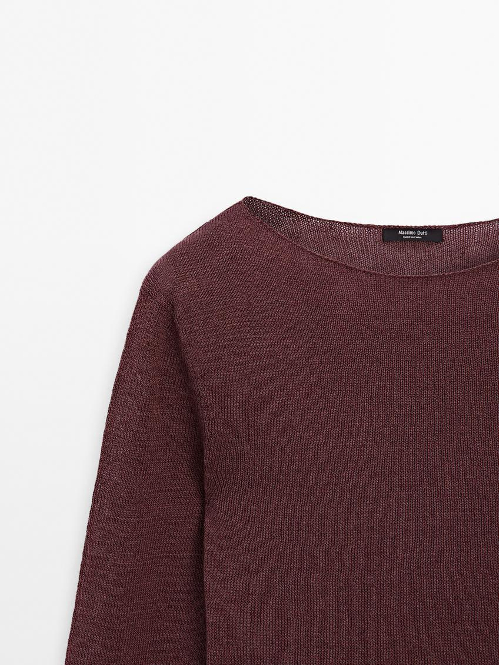 Massimo Dutti Свитер с круглым вырезом, бордо
