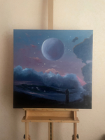 Картина маслом на холсте "Искатель" 75х75 см. Деревянный подрамник. Художник Наталия Осадчук