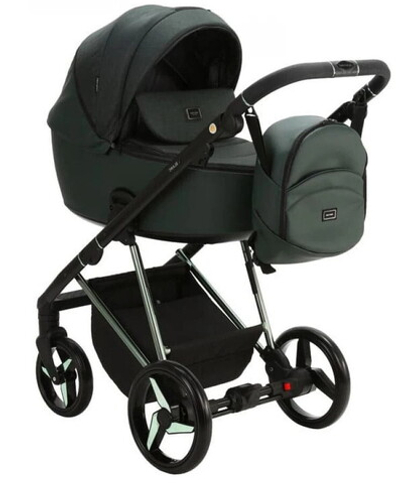 Детская коляска Adamex Blanc Special Edition 2 в 1 BL-PS794 (Т.ЗЕЛЕН.+Т.ЗЕЛЕН. КОЖА+САЛАТОВАЯ РАМА)
