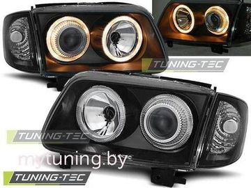 Передние фары VW Polo 3 6N2 angel eyes black