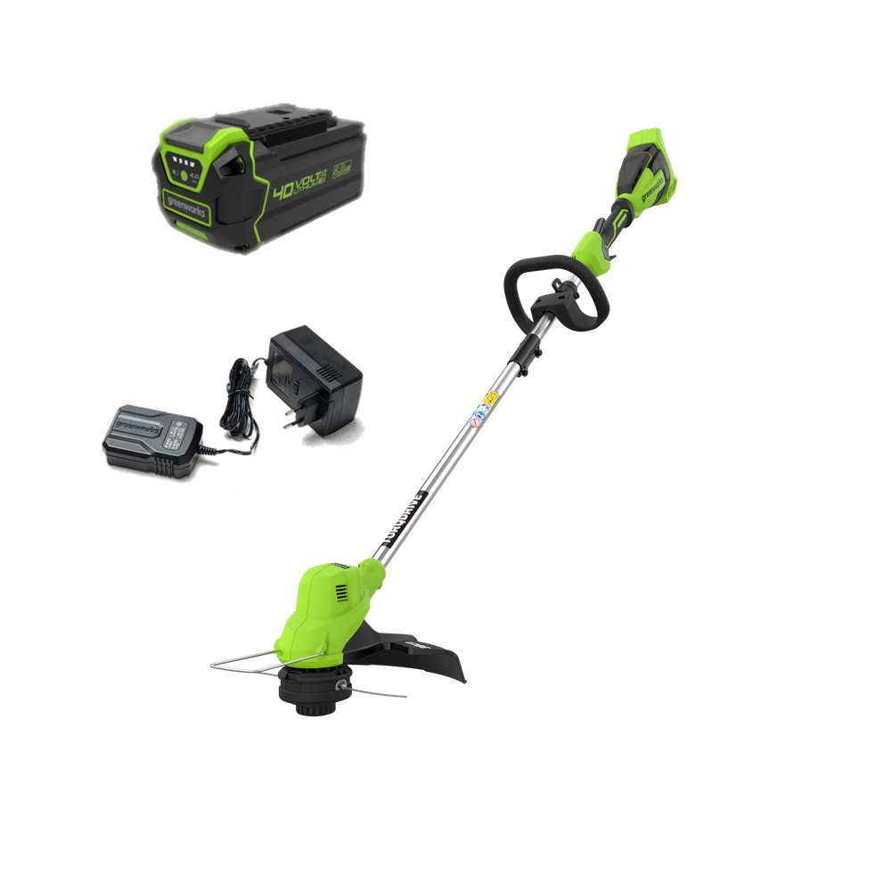 Аккумуляторный триммер Greenworks GD40LTK4, 40v, 38 см, (2112207UB), с аккумулятором 4 А·ч и зарядным устройством