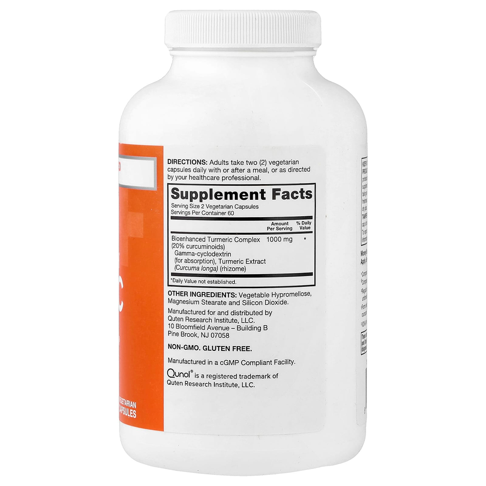 Qunol, Куркума, комплекс с куркумином, 120 вегетарианских капсул (500 мг в 1 капсуле)