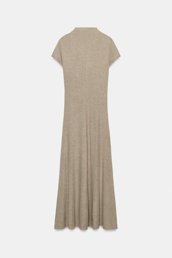 ZARA МАКСИ-ПЛАТЬЕ С ВОРОТНИКОМ-СТОЙКОЙ, ЭКРЮ