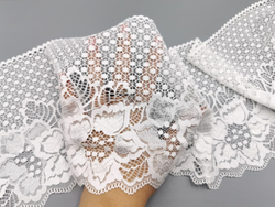 Эластичное кружево, 17,5см, белое, (Артикул: EK-1020P), м