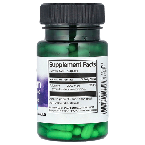 Swanson Vitamins, Селен, 200 мкг, 120 капсул