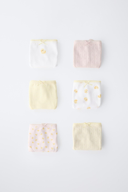 ZARA НАБОР ИЗ ШЕСТИ ТРУСОВ С ПРИНТОМ «УТЯТА», БЕЛЫЙ