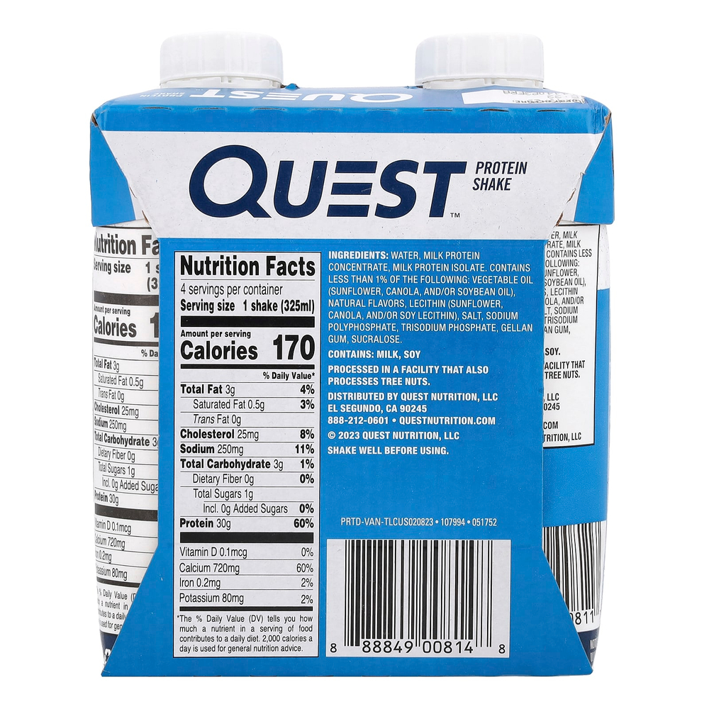 Quest Nutrition, Протеиновый коктейль, ваниль, 4 коктейля, 325 мл (11 жидк. унц.)