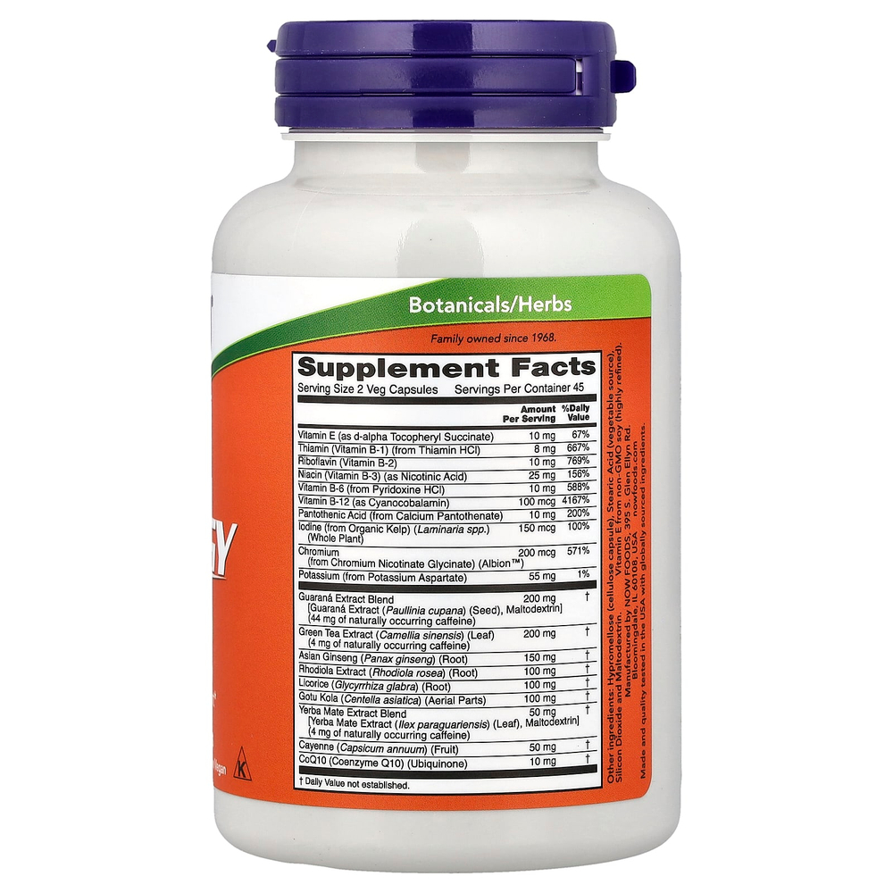 NOW Foods, Energy, 90 растительных капсул
