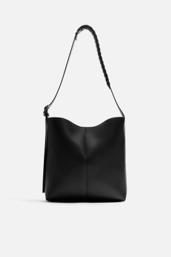 ZARA ОДНОТОННАЯ СУМКА-ШОПЕР, ЧЕРНЫЙ