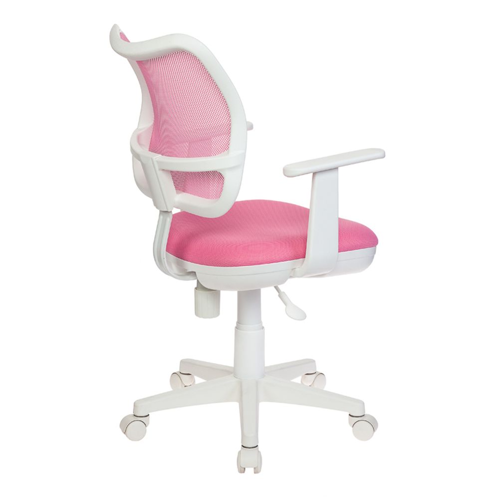 Кресло детское Бюрократ CH-W797, PL, ткань розовая/сетка, механизм качания, пластик белый