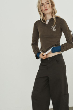 ZARA ОБЪЕМНЫЕ БРЮКИ КАРГО, ТЕМНЫЙ ХАКИ