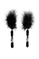 Зажимы для сосков TOYFA Theatre с черным пухом (Цвет: черный)