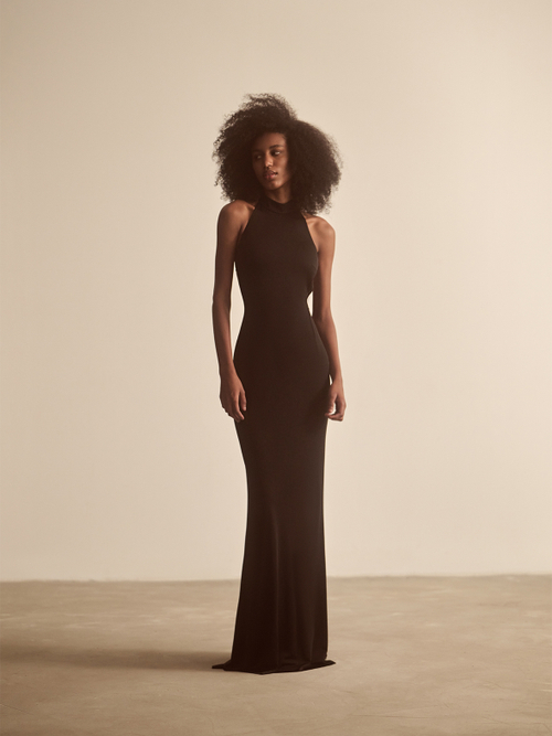 Платье макси из трикотажа с открытой спиной