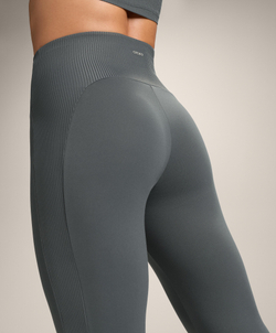 OYSHO Расклешенные брюки Comfortlux с высокой талией и отделкой в рубчик, антрацитово-серый