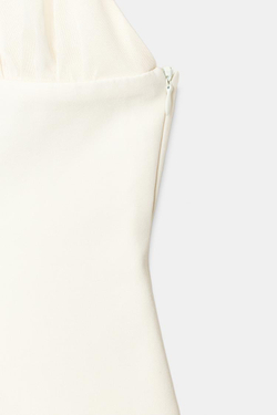 ZARA ТОП С ГОРЛОВИНОЙ ХАЛТЕР, ЖЕЛТОВАТО-БЕЛЫЙ