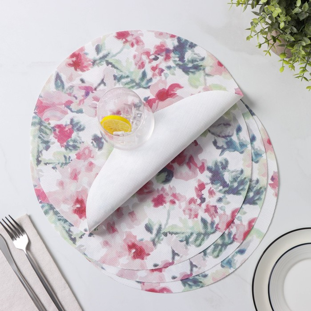 Салфетки сервировочные на стол Доляна «Акварель. Круг», 4 шт., d=38 см