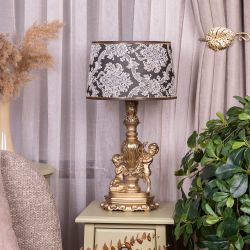 Настольная лампа Путти Бронза с абажуром Тюссо Vatican (Ватикан) Черный