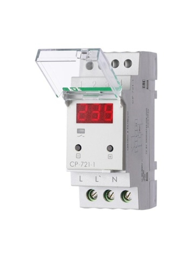Реле напряжения CP-721-1 (CP-721-63A) (однофазное; цифровая индикация; напряжение питания 50-450В контакт 1NO 63А встроен. таймер регистрация аварий в памяти индикация текущего напряжения) (аналог УЗМ) F&F EA04.009.013
