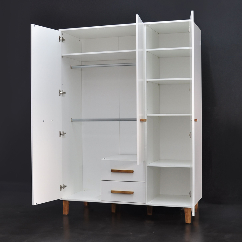 Шкаф для одежды, 135х56х188, Чек, распашной, трехдверный, белый, Dipriz