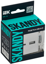 SKANDY Розетка USB A+C 3,1А SK-R14S серебряный IEK