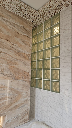 Стеклоблок перламутровый золотой волна Vitrablok 19х19x8