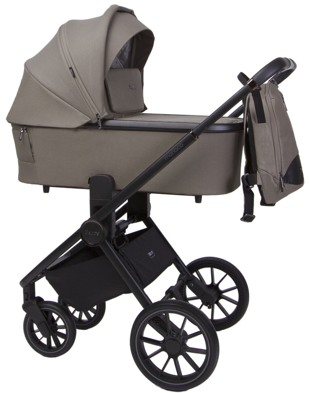 Детская коляска Peppy Monaco 3 в 1 Sandstone (песочный), рама черная