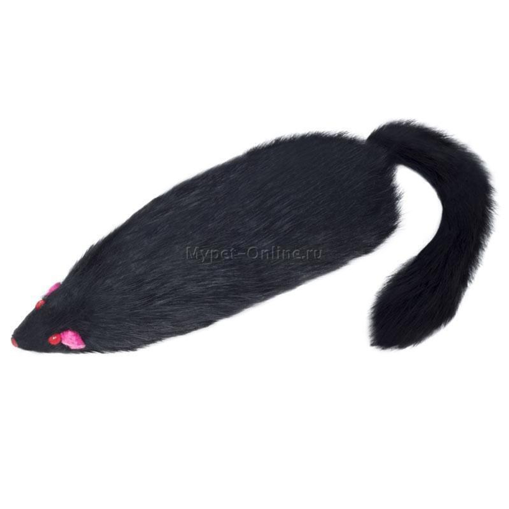 Игрушка для кошек "Мышь черная с пищалкой", 130-140мм (уп.1шт.), Triol