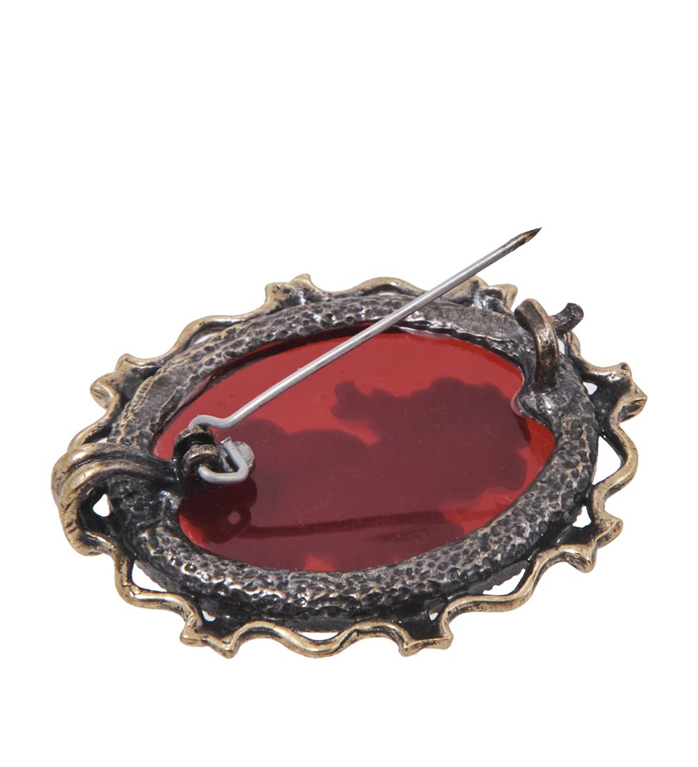 AM-2595/1 Брошь «Камея Букет» (латунь, янтарь)