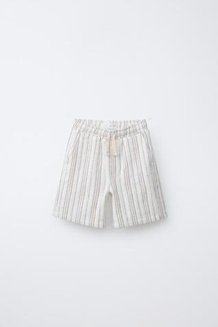 ZARA ШОРТЫ-БЕРМУДЫ В ПОЛОСКУ, ЭКРЮ