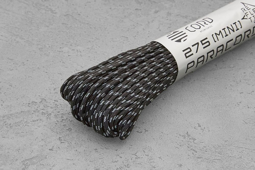 Паракорд 275 светоотражающий "Black ref", 1 метр