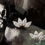 Кластер "Quadruple Marquise" - Желтое золото - White CZ