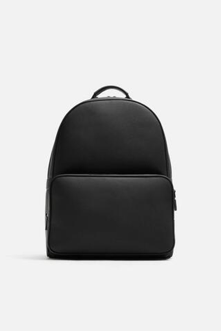 ZARA РЮКЗАК С ТЕКСТУРИРОВАННОЙ ПРОРЕЗИНЕННОЙ ОТДЕЛКОЙ, ЧЕРНЫЙ