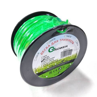 Леска для триммера GROWER (диаметр 3,0мм / КВАДРАТ / БУХТА, длина 152м)  (12)