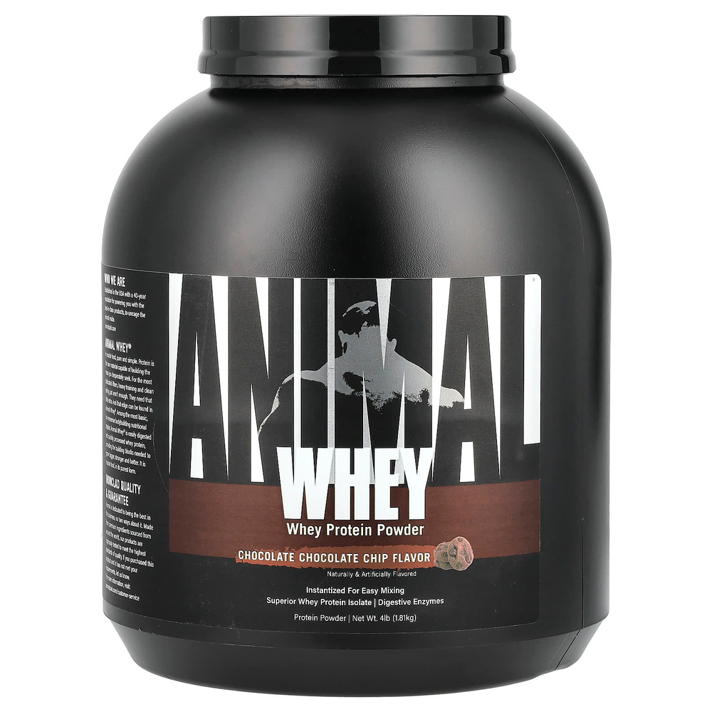 Animal, Порошок из изолятов сывороточного протеина, шоколадная крошка, 1,81 кг (4 фунта)