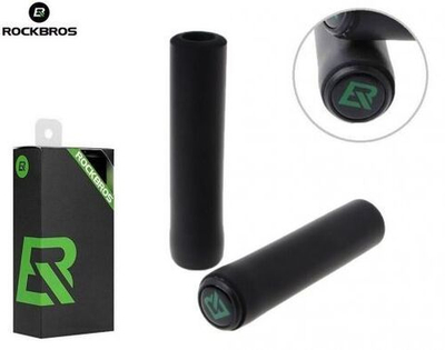 Рукоятки руля (грипсы, комплект) силиконовые "ROCKBROS", для самоката/велосипеда, с барендами, 130 мм (черный, УТ00019067)