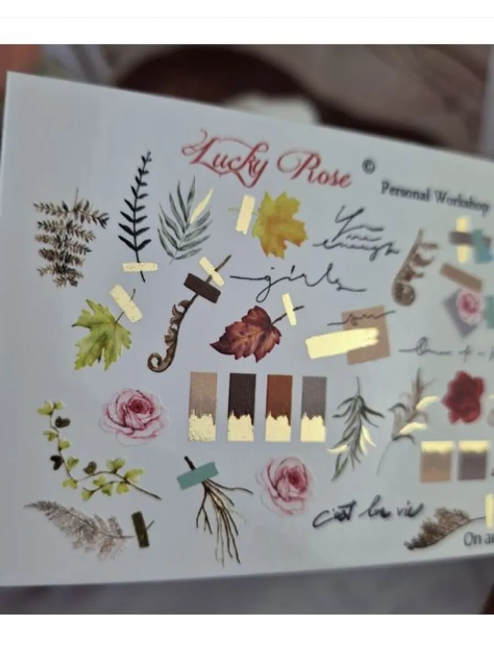 Lucky Rose Слайдеры наклейки для длинных ногтей Foil 067